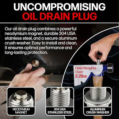 Votex - Made in USA - M18 x 1.5MM Magnetic Engine Magnetic Oil Drain Plug fits BMW, Land Rover, Porsche, Volvo - Stainless Steel - Part Number DP007 - size: M18-1.5 Magnetic Drain Plug