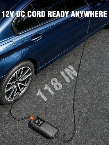Tire Inflator Portable Air Compressor, 150 PSI Dual Power