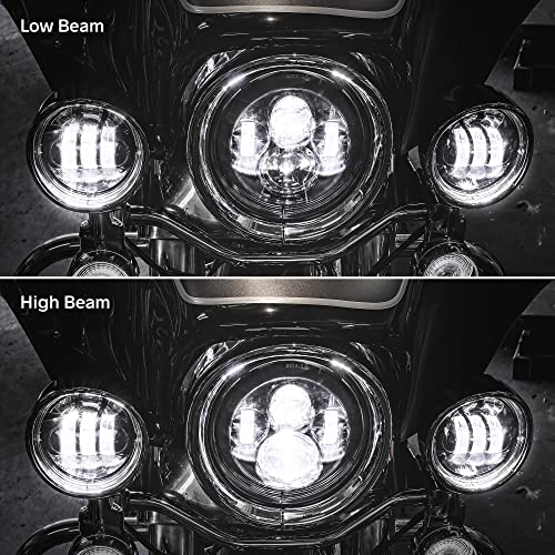 TRUE MODS 7 Inch LED Headlight Kit 4.5 Inch Passing Lights Harley Davidson - color: Black, size: Headlight + Bracket + Passing Lights