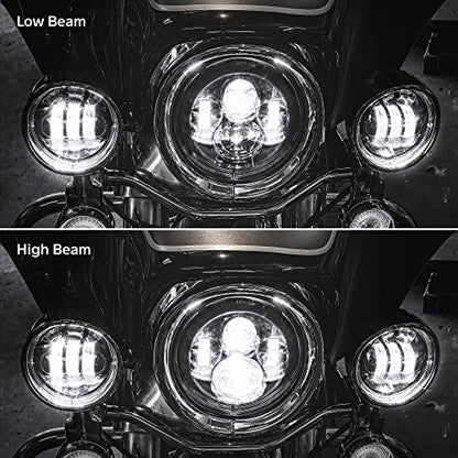 TRUE MODS 7 Inch LED Headlight Kit 4.5 Inch Passing Lights Harley Davidson - color: Black, size: Headlight + Bracket + Passing Lights