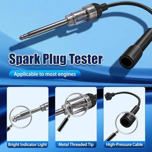 Upgraded Compression Tester & Spark Plug Tester Kit, 0-300 PSI Gauge for Gasoline/Diesel Engines, with Adapters, Hoses & Sturdy Case for Automotive Use