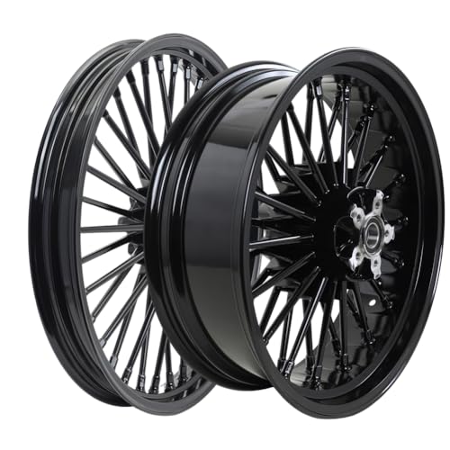 TOFR 19x2.5 Front 18x5.5 Rear Fat Spoke Wheels Rims For Harley Dyna 08-17 - color: 19x2.5 18x5.5 Black, size: Dyna 2008-2017