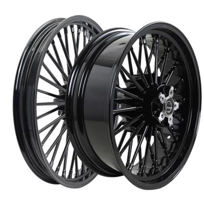 TOFR 19x2.5 Front 18x5.5 Rear Fat Spoke Wheels Rims For Harley Dyna 08-17 - color: 19x2.5 18x5.5 Black, size: Dyna 2008-2017