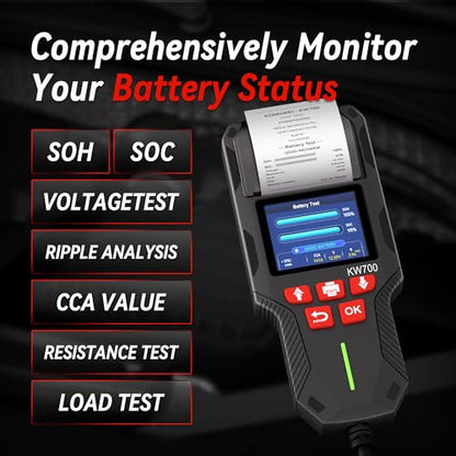 KONNWEI KW700 Car Battery Tester with Printer 12V/24V Battery Load Tester
