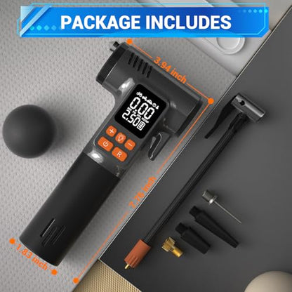 Car Tire Inflator with Window Breaker Seatbelt Cutter: 180PSI Air Pump - Portable Air Compressor with Digital Pressure Gauge & Auto Shut-Off for Car, Bike, Ball, Motorcycle, Swim Ring - Gift for Men