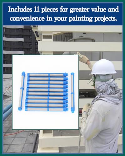 287033 Airless Spray Gun Filter 100 Mesh Blue (11-Pack), Compatible with Graco Contractor PC, II, FTx, Silver Plus & More – Durable Black High-Pressure Paint Sprayer Filters 100Mesh