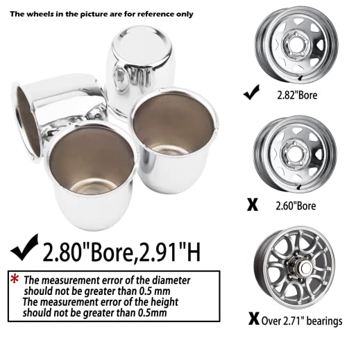 4Pcs 2.8" OD 2.91" H Push Through Trailer Wheel Center Cap for Rim - color: Chrome, size: 2.8" Hub 2.91" H