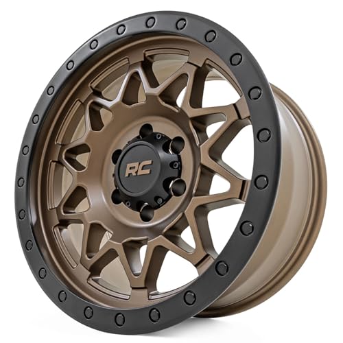 Rough Country 78 Series Aluminum Wheel - 18x9, 6x5.5 Bolt Pattern, +0mm Offset, Simulated Beadlock Design Bronze Wheel with Black Lip