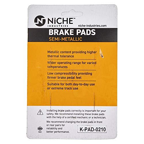 NICHE Front Brake Pad for Harley-Davidson 42831-04A Semi-Metallic 4 Pack - size: 4 Sets (4 Wheels)