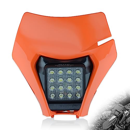 Dirt Bike Headlight,LED Enduro Pit Bike Light Kit Universal For Most Dirt Pit Bike Motorcycle EXC SX XCF Orange - color: Cover TypeC Orange