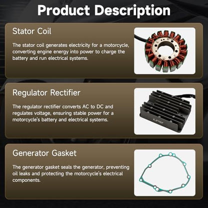 Regulator Stator Rotor Gasket Kit Fit for Suzuki GSX1300R GSX1300 Hayabusa 1300 1999-2007, GSX1300RZ GSX1300 Hayabusa 1300 1999 2000 2001 2002 2003-2007 32101-24F00 32101-24F10 11483-24F00