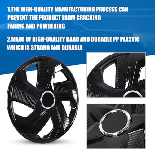 Winjet 15 Inch Premium Hubcaps Wheel Cover Replacement R15 Hub Caps,Auto Tire Replacement Exterior Cap,Universal Wheel Rim Cover Snap On Car Truck SUV (15 Inch,Set of 4) - color: Black Lacquer(5180-B-15), size: 15 inch