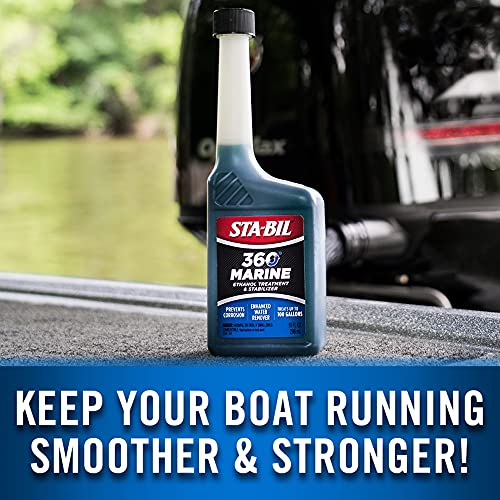 STA-BIL 360 Marine Ethanol Treatment & Fuel Stabilizer - Full Fuel System Cleaner - Fuel Injector Cleaner - Removes Water- Protects Fuel System - Treats 100 Gallons - 10 Fl. Oz. (22241) (Pack of 2) - size: 10 oz. (Pack of 2)