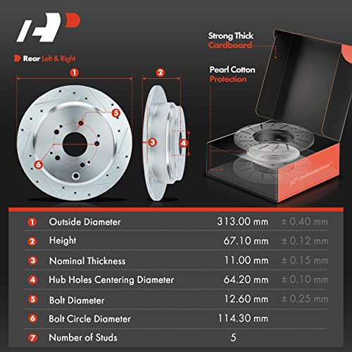A-Premium Front and Rear Drilled Slotted Brake Rotors and Ceramic Pads Kit - style: 2002-2004 (Drilled & Slotted)