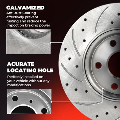 10.87 inch Front Drilled&Slotted Brake Rotores and Ceramic Pads - size: S-55185+D1522