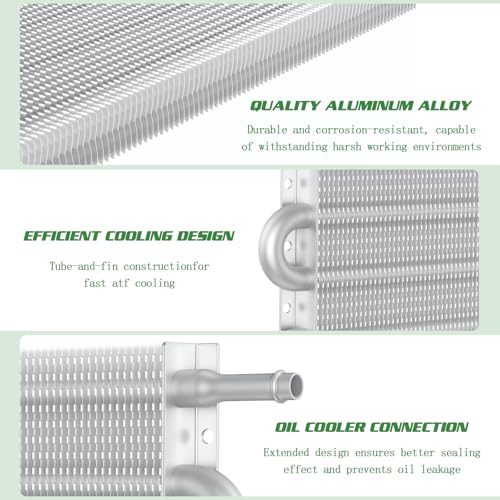 Universal 5/16" Transmission Oil Cooler Kit, Aluminium alloy 6 Pass Tube and Fin Oil Cooler Kit with Hose Mounting Kit, Silver - color: Silver, size: 6 Pass