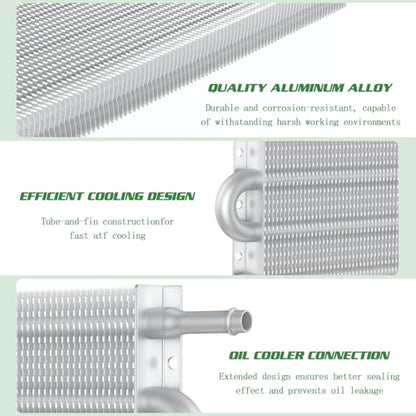 Universal 5/16" Transmission Oil Cooler Kit, Aluminium alloy 6 Pass Tube and Fin Oil Cooler Kit with Hose Mounting Kit, Silver - color: Silver, size: 6 Pass
