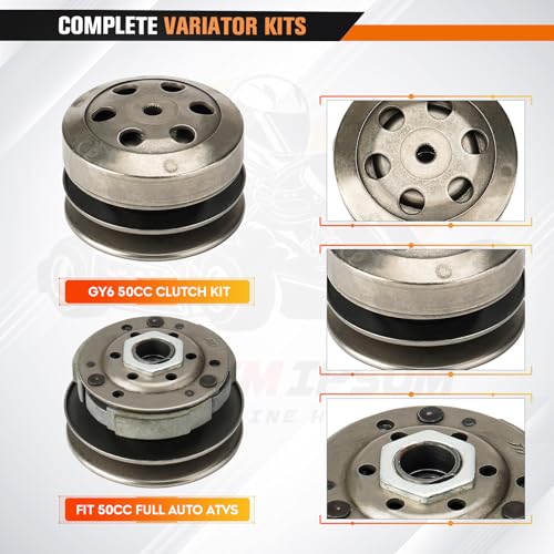 GY6 50cc Performance Clutch Kit, fit for GY6 50cc 4 Stroke 139QMB Engine Scooter ATV, include Front Clutch Assembly and Variator Assembly with 669 belt