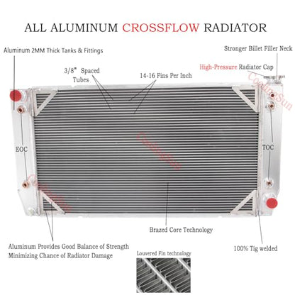 CC1696 3 Row Radiator For 1988-2000 Chevy GMC C/K 2500 3500 Pickup 7.4L 454 V8