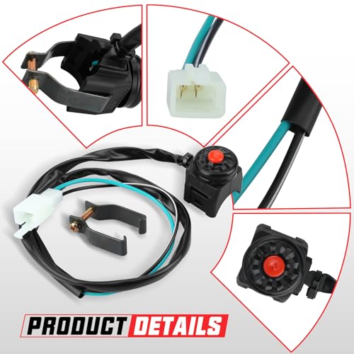 Universal Kill Switch for Motorcycle Dirt Bike minibike Start Stop Switch Horn Button Motorbike ATV Handlebar Light on Off Switch Scooter 7/8inch 22mm Pack of 2
