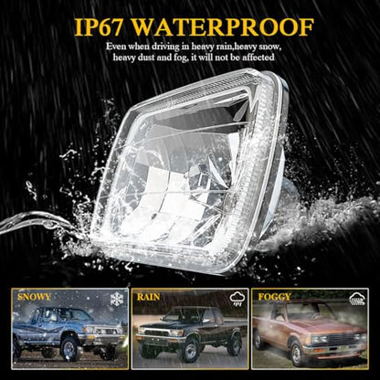 H6054 5x7 7x6 Led Headlights for Off-road, 6000K White High Brightness Headlamp, DOT Approved High Low Sealed Beam, 9003/H4 Light Bulbs with H6054 Glass LED Headlight Housing