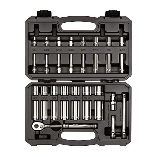 TEKTON 3/8 Inch Drive 6-Point Socket and Ratchet Set, 34-Piece (1/4-1 in.) | SKT15101 - size: 34-Piece (1/4-1 Inch)