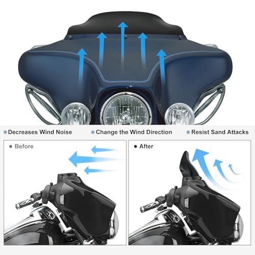 Rich Choices 6" Motorcycle Windshield Windscreen Wind Splitter Compatible with Harley Davidson Touring Street Glide Electra Glide FLHT FLHTCU Ultra Classic Glide FLHX FLHTK Tri Glide 1996-2013 - color: Black, size: 6inch
