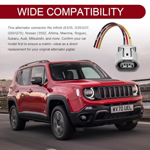 2 PCS Alternator Pigtail, Alternator Connector, Plug & Play Automotive Pigtail Wire Harness Kit Replacement 3 Pin 3 Wire Plug Wiring Harness Connector Fit for Lexus Nissan Infiniti EX35 G35