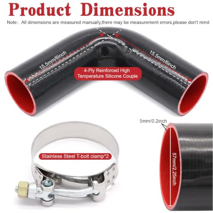 90 Degree Elbow Coupler Silicone Hose 4-Ply ID 2.25-inch(57mm) - size: 2.25 Inch