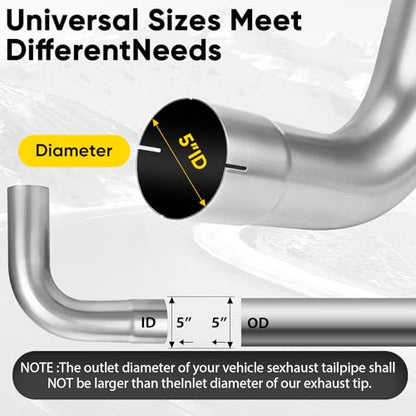 Exhaust 90 Degree Tube 5" OD,18" each side length - size: 5INCH18length