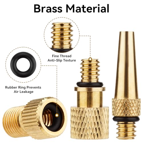 DDJ Bicycle Presta Schrader Valve Adapter, Brass DV AV SV Converter, Air Chuck Quick Connect, Inflation Needle, Air Pump Needle Set Suitable for All Bicycles, Sports Balls and Inflatable Equipment