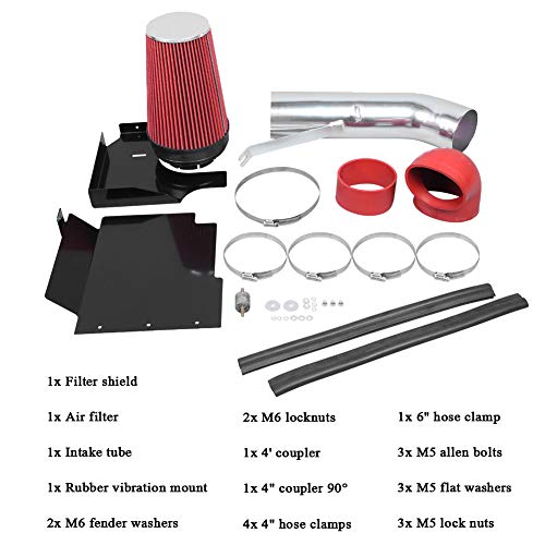 4" Performance Cold Air Intake Kit With Filter For GMC Chevy Chevrolet 1999 2000 2001 2002 2003 2004 2005 2006 V8 4.8L/5.3L/6.0L (Red)