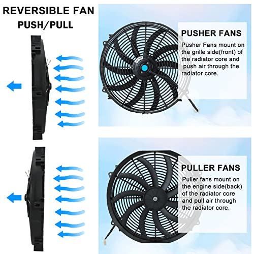 16 Inch Universal Slim Fan Push Pull Electric Radiator Cooling Fan - size: 16inch 120W