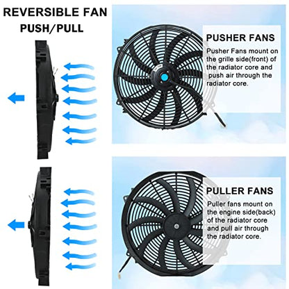 16 Inch Universal Slim Fan Push Pull Electric Radiator Cooling Fan - size: 16inch 120W