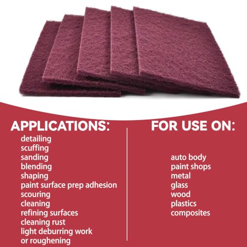 20PCS Cuttable Maroon Scotch Brite Pads, General Purpose Scrub Pad