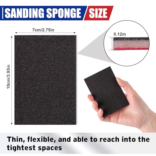 48Pcs Sanding Sponge Set, 80-1000 Grit Fine Sanding Sponges Pads, Washable Sandpaper Assortment for Wood, Drywall, Metal, Auto, Wet Dry Sandpaper for Versatile Smoothing.