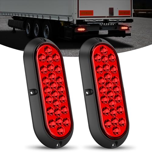 Nilight 6" Oval Trailer Tail Light 2PCS Red 24LED Running Stop Brake Lights - color: Red 6" 24LED Lights Screws 2Pcs