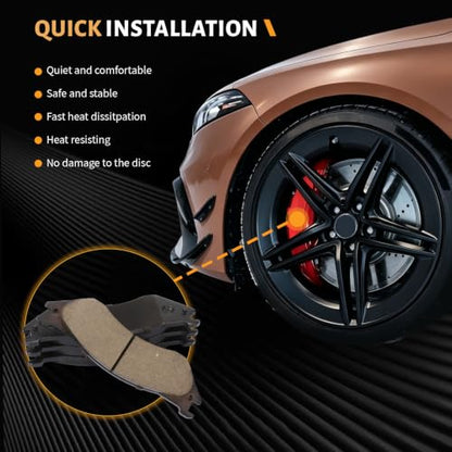 D702 Front Ceramic Brake Pads Kit Fit For Dodge Ram 1500 2004-2008, For Ram 2500 2001-2008, For Ram 3500 2001-2008, For Ram 4000 2002, 2005-2008 - size: HZ702