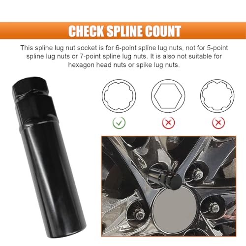 Large 6 Spline Tuner Lug Nut Key, Car Wheel Lock Removal Tool - size: Large 6 Spline