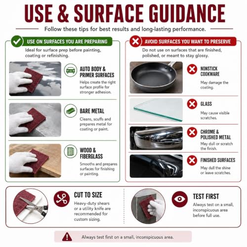 20 Pack Maroon Scuff Pads, 6x9 Inch Very Fine Hand Pads for Auto Paint Prep