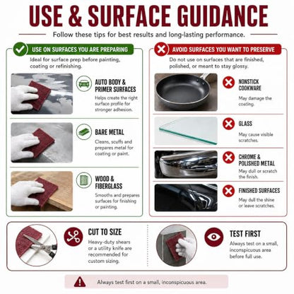 20 Pack Maroon Scuff Pads, 6x9 Inch Very Fine Hand Pads for Auto Paint Prep