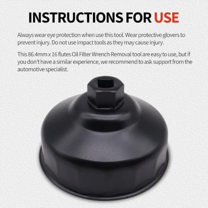 86mm 16 Flute Oil Filter Wrench for BMW Volvo Housing Cap - style: 86.4mm 16 Flutes