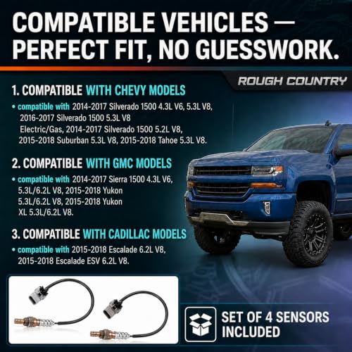 BBTO 4 Pcs Oxygen O2 Sensor Upstream Downstream Compatible with Chevy Compatible with GMC 4.3 5.3 6.2L Replace 234-4940 234-4974 12643708 12657188