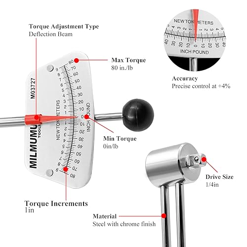 MILMUMU 1/4" Drive Beam Torque Wrench Precision Instrument