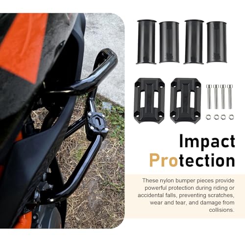 2 PCS Motorcycle Engine Guard Bumper, 22mm 25mm 28mm Crash Bar Slider, Drop Protection Anti-Collision Shock Absorbing Frame Protector, Universal for Most Motorcycles (Black)