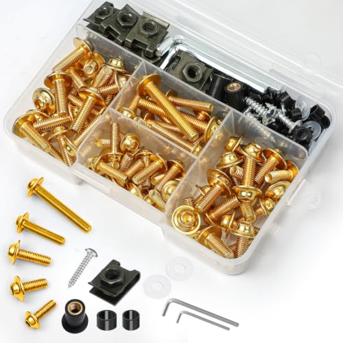 Motorcycle Fairing Bolt Kit 177Pcs, M5 M6 Stainless Steel, Gold - color: Gold