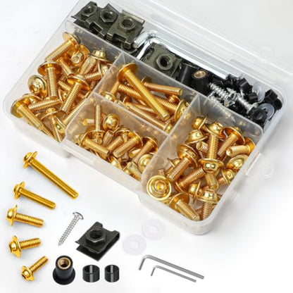 Motorcycle Fairing Bolt Kit 177Pcs, M5 M6 Stainless Steel, Gold - color: Gold
