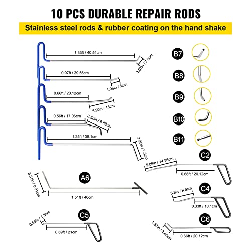 VEVOR Dent Puller Kit, 116 PCS Paintless Dent Repair Kit with Remover Tools, Golden Lifter & Glue Tabs for Car Dents, Door Ding Repair - size: 89pcs with Rods
