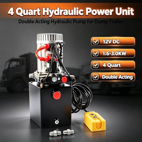 12V Hydraulic Power Unit Pump, 4 Quart Double Acting - color: Double Acting, size: 4 Quart
