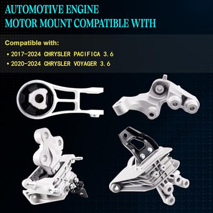 Motor Mount Kit for 17-24 Pacifica 20-24 Voyager 3.6L - size: A20027 A20025 A20070 A20028
